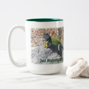Sunbathing Colourful Collared Lizard Reptile Two-Tone Coffee Mug