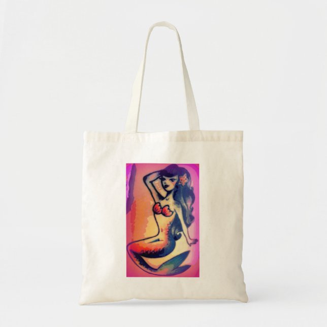 sunbathing mermaid beauty tote bag (Front)