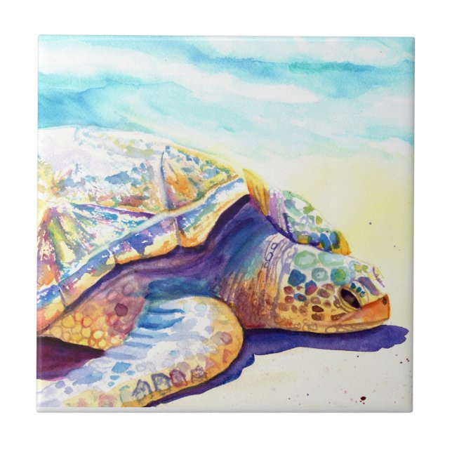 Sunbathing Turtle 6 Tile (Front)