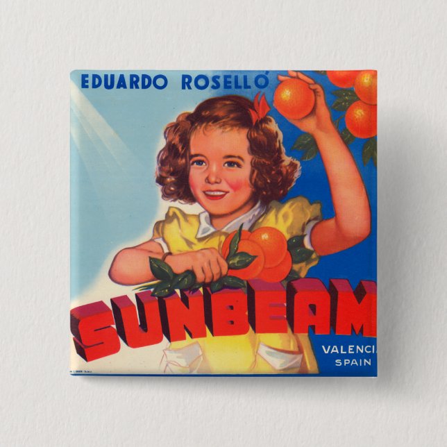 Sunbeam 2 Inch Square Button (Front)