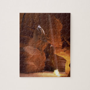 Sunbeam hitting tumbleweed on canyon floor jigsaw puzzle