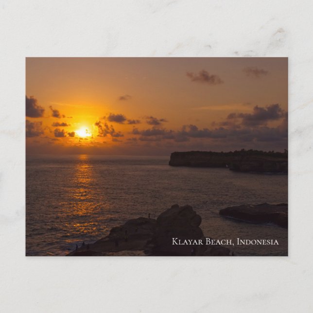 Sunbeam Sunset Sky Ocean Rocks Twilight Postcard (Front)