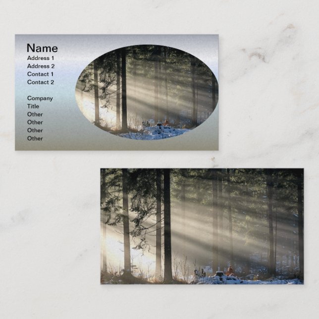 Sunbeam Through Forest in Winter Business Card (Front/Back)