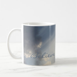 Sunbeam White Clouds Inspirational Believe Coffee Mug