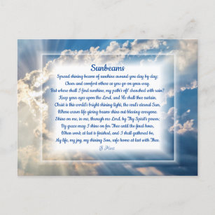 "Sunbeams" Christian Poem  Holiday Postcard