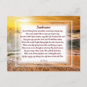 "Sunbeams" Christian Poem  Holiday Postcard