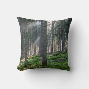 Sunbeams in the Black Forest Throw Pillow