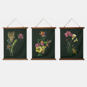 Sunbird Frog and Chameleon Tropical African Art Hanging Tapestry