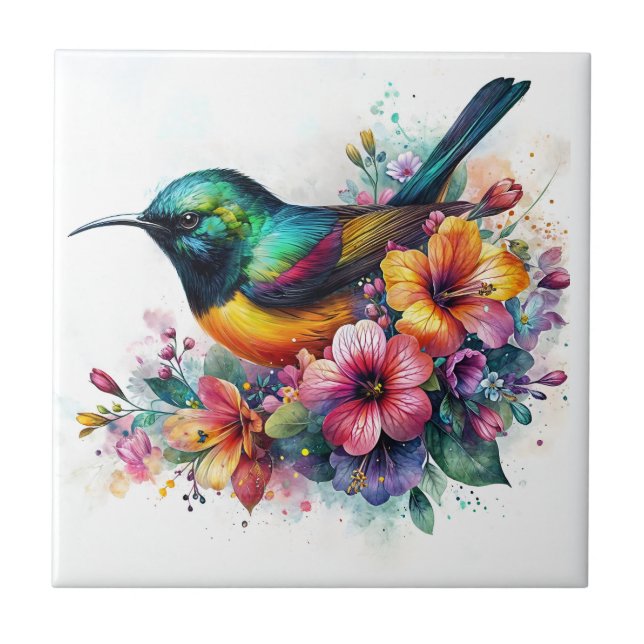 Sunbird Watercolor Art Tile (Front)