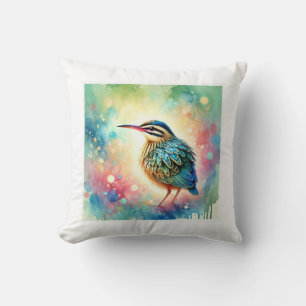Sunbittern bird 270824AREF131 - Watercolor Throw Pillow