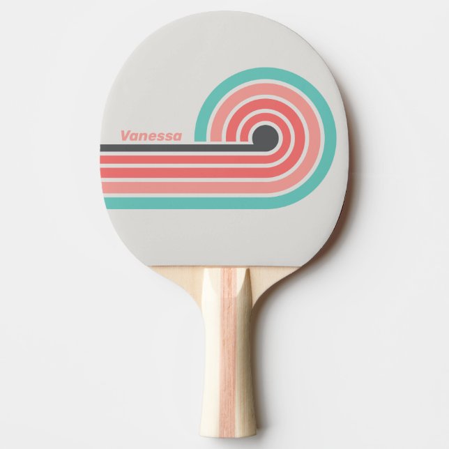 Sunbleached Coral Curl Stripes with Name Ping Pong Paddle (Front)