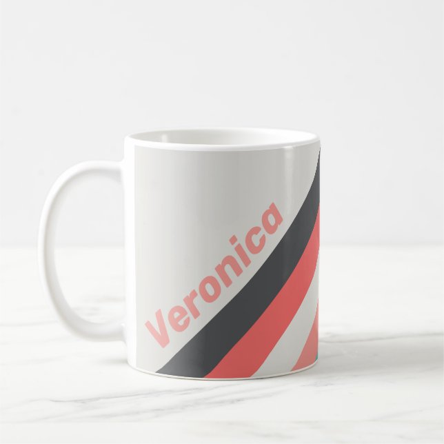 Sunbleached Coral Stripes with Name Coffee Mug (Left)