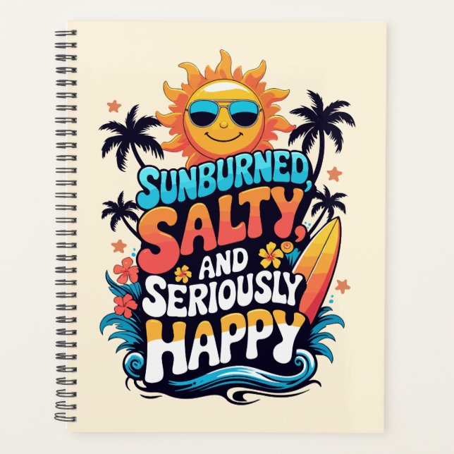 Sunburned Salty and Happy – Retro Beach Vibes (Devant)