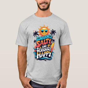 Sunburned Salty and Happy – Retro Beach Vibes T-Shirt