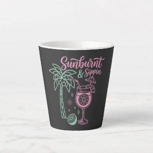 Sunburnt And Sippin Shirt Funny Summer Beach Latte Mug