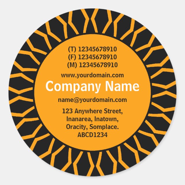 SunBurst 07 Business - Orange Classic Round Sticker (Front)