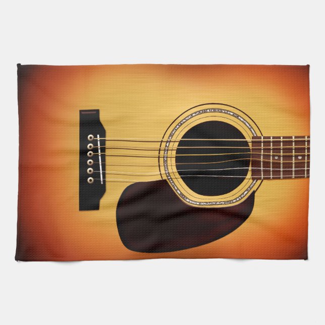 Sunburst Acoustic Guitar Kitchen Towel (Horizontal)
