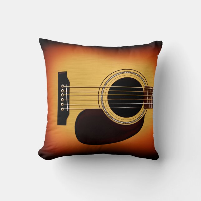 Sunburst Acoustic Guitar Throw Pillow (Front)