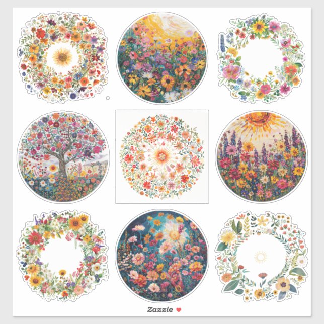 Sunburst and Floral Pattern Litha (Sheet)