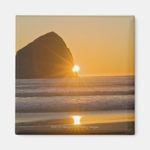 Sunburst And Haystack Rock At Cape Kiwanda Magnet