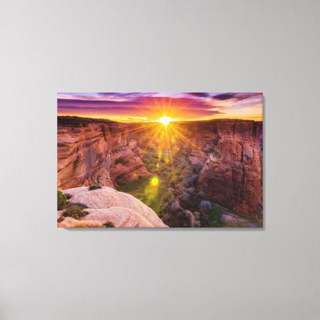 Sunburst at Canyon de Chelly, AZ Canvas Print (Front)