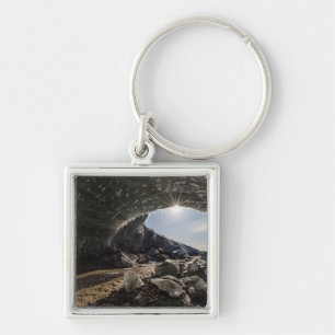 Sunburst at ice cave entrance keychain