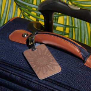 Sunburst boho mandala luggage tag