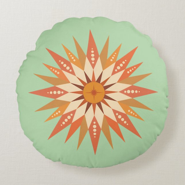 Sunburst Boho Round Pillow (Front)