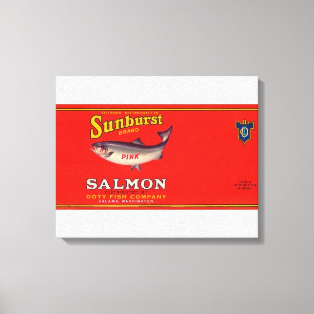 Sunburst Brand Salmon Label Canvas Print (Front)