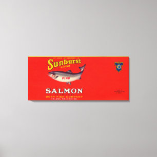 Sunburst Brand Salmon Label Canvas Print