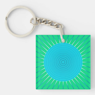Sunburst géométrique moderne - bleu et vert Jade