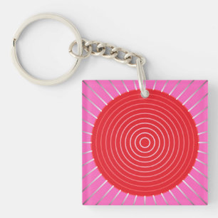 Sunburst géométrique moderne - Fuchsia et rouge