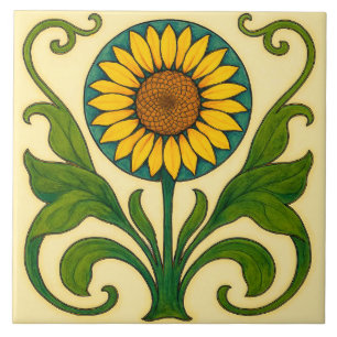 Sunburst Harmony: Nouveau Sunflower  Tile