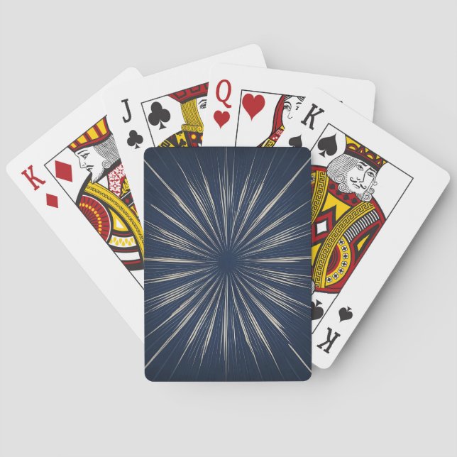 Sunburst Lines Blue Vintage Playing Card Back (Back)