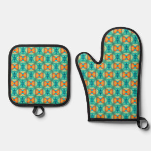 Sunburst Mirage Tile – Abstract Desert-Inspired  Oven Mitt & Pot Holder Set