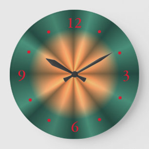 Sunburst Orange Jaune Vert Design> Horloge murale