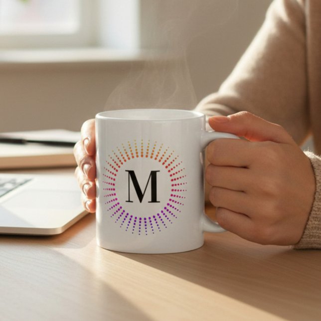 Sunburst Rainbow Tie Dye Initial Coffee Mug (Creator Uploaded)