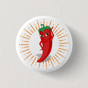 Sunburst Red Hot Pepper Diva 1 Inch Round Button