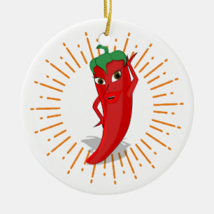 Sunburst Red Hot Pepper Diva  Ceramic Ornament