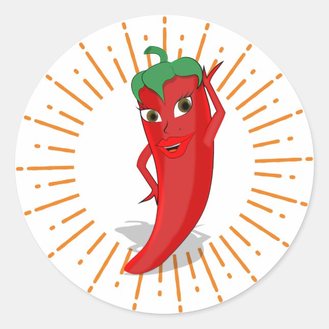 Sunburst Red Hot Pepper Diva Classic Round Sticker (Front)