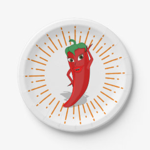 Sunburst Red Hot Pepper Diva Paper Plate