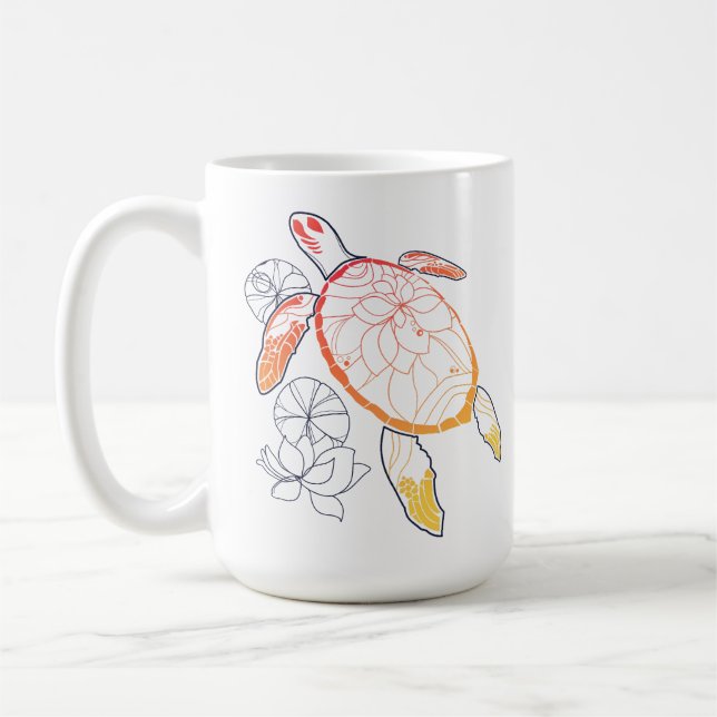 Sunburst Sea Turtle Coffee Mug (Left)