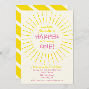 Sunburst Sunshine Birthday Party Invitation