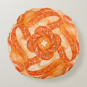 Sunburst Swirl Boho Round Pillow