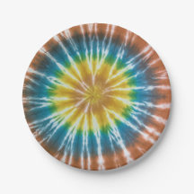 Sunburst Swirl: Retro Tie-Dye Paper Plates