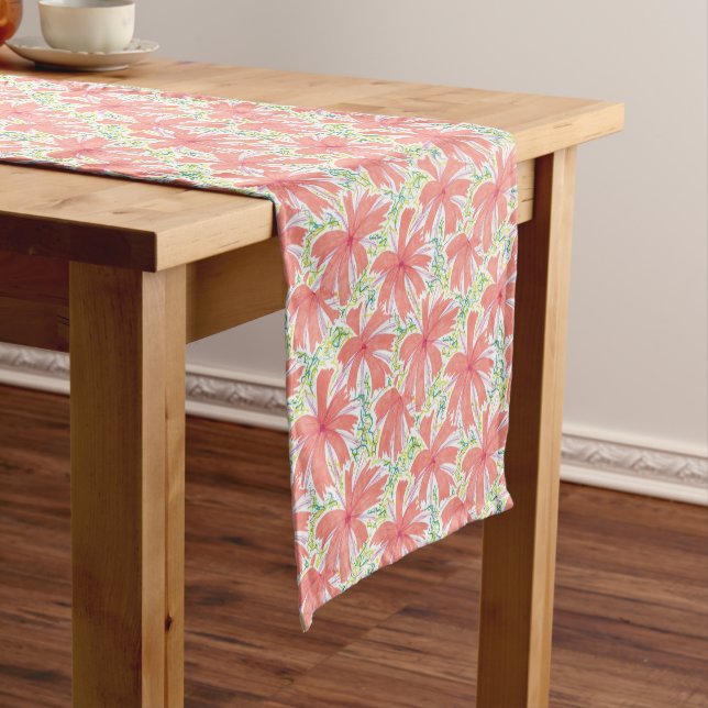 Sunburst Tropical Flower Pattern Short Table Runner (In Situ)
