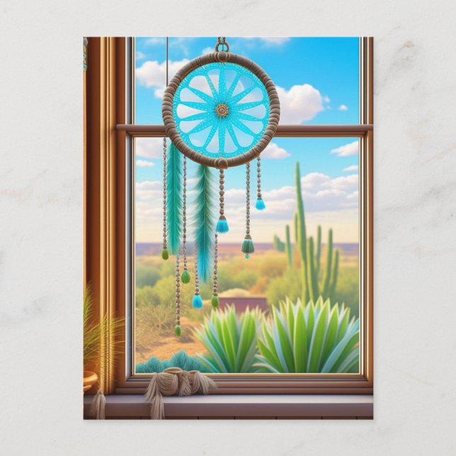 Suncatcher in the Window with Desert Background Postcard (Front)
