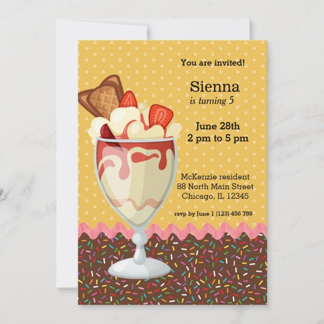 Sundae * choose background colour invitation (Front)