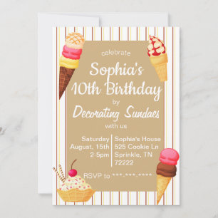 Sundae Décoration Invitation d'anniversaire