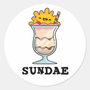 Sundae Funny Sunday Ice Cream Pun  Classic Round Sticker